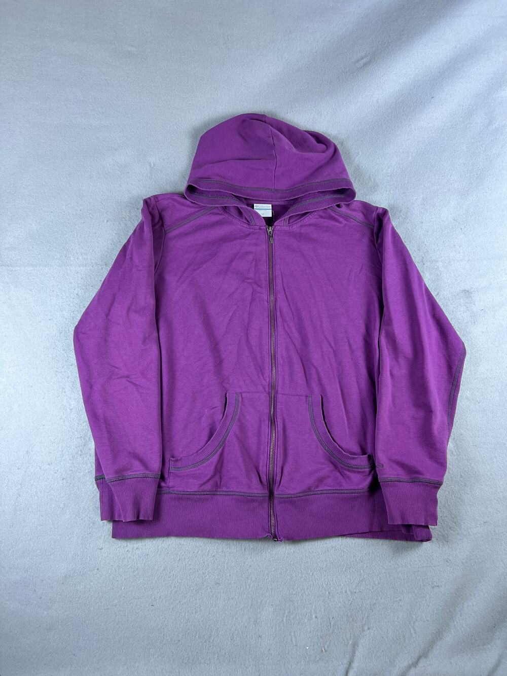 Columbia Hoodie Womens 1X Purple Full Zip Pockets Blank Outdoor Athletic Sports